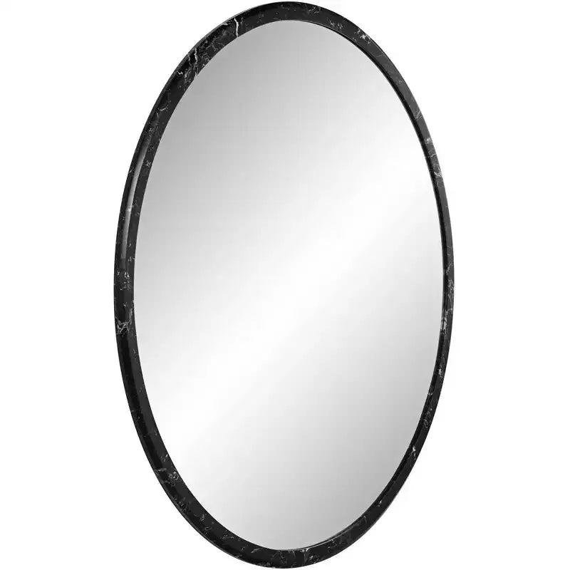 Specchio da parete rotondo Possini Euro Design Possini Euro Harriet da 34 pollici in finto marmo nero