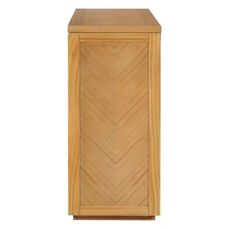 55 Tavolino Console, Tavolo d'ingresso rustico in legno con cassetti e ripiano aperto, Elegante Tavolino da divano per corridoio e soggiorno (Naturale)