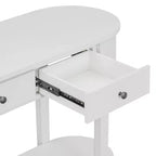 Elegante Consolle Retro dal Design Curvo e Finitura Liscia per Ingressi, Soggiorni e Corridoi (Bianco Antico)