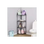 J&V TEXTILES Scaffale angolare pieghevole a 4 ripiani, porta piante angolare in metallo con struttura nera e ripiani trasparenti, espositore angolare