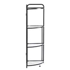 J&V TEXTILES Scaffale angolare pieghevole a 4 ripiani, porta piante angolare in metallo con struttura nera e ripiani trasparenti, espositore angolare