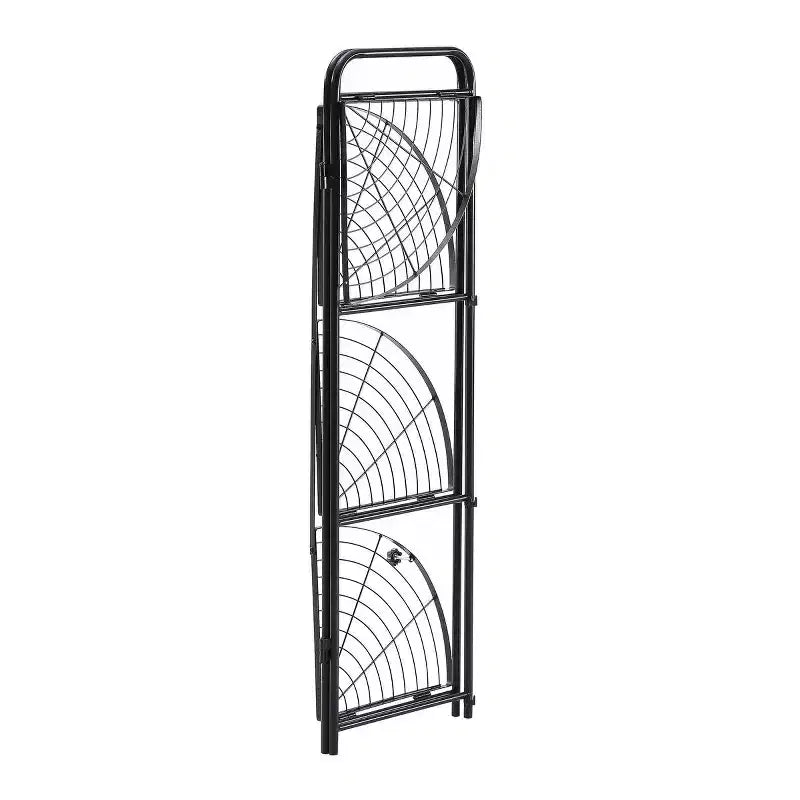 J&V TEXTILES Scaffale angolare pieghevole a 4 ripiani, porta piante angolare in metallo con struttura nera e ripiani trasparenti, espositore angolare