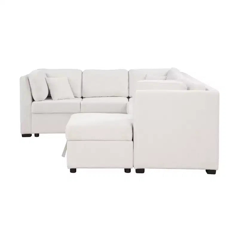 Divano Letto Sezionale a U Whisen 108.6 con Porte USB, Prese di Corrente e Contenitore