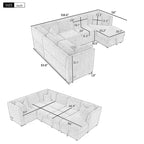 Divano Letto Sezionale a U Whisen 108.6 con Porte USB, Prese di Corrente e Contenitore