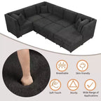Divano Letto Sezionale a U Whisen 108.6 con Porte USB, Prese di Corrente e Contenitore