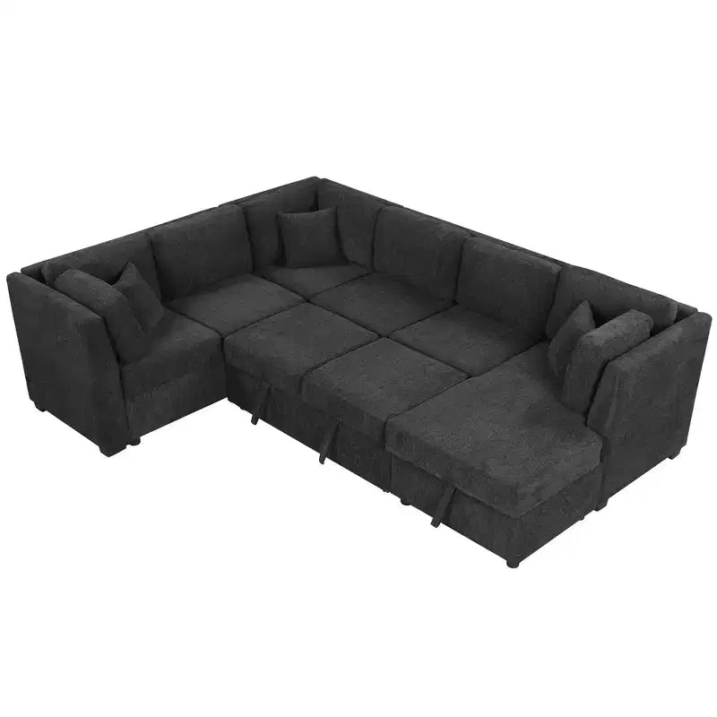 Divano Letto Sezionale a U Whisen 108.6 con Porte USB, Prese di Corrente e Contenitore