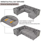 Divano Letto Sezionale a U Whisen 108.6 con Porte USB, Prese di Corrente e Contenitore