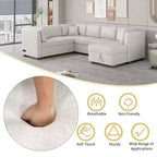 Divano Letto Sezionale a U Whisen 108.6 con Porte USB, Prese di Corrente e Contenitore