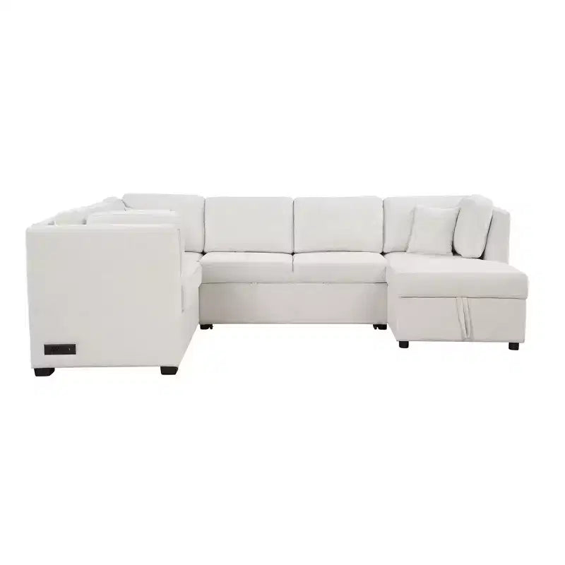 Divano Letto Sezionale a U Whisen 108.6 con Porte USB, Prese di Corrente e Contenitore