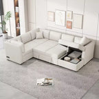 Whisen 108.6 U-Shaped Sectional Sofa Bed with USB Ports, Power Sockets & Storage