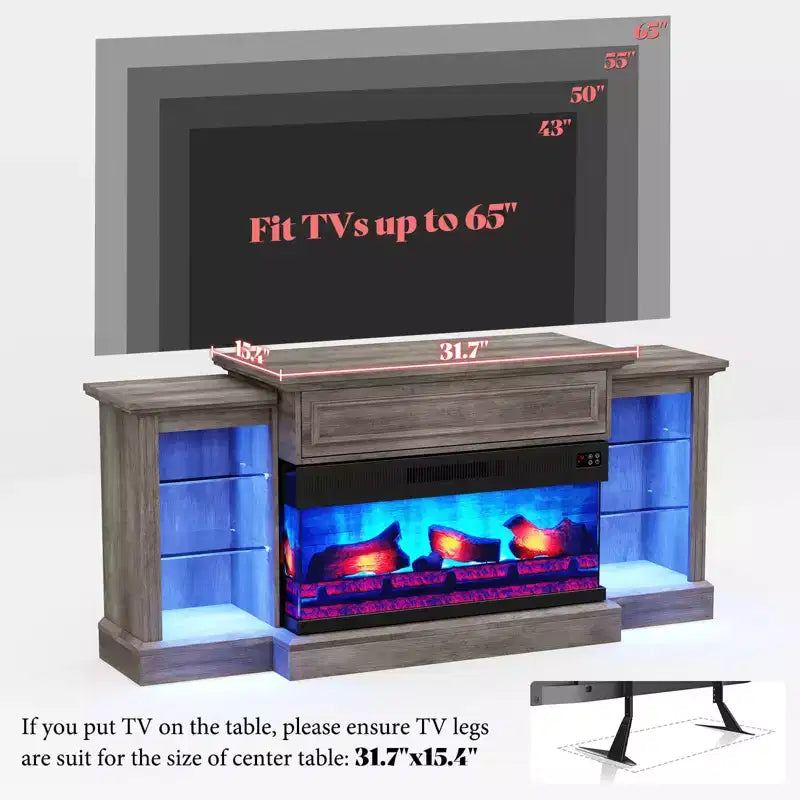 Mobile TV con camino elettrico stile rustico AMERLIFE