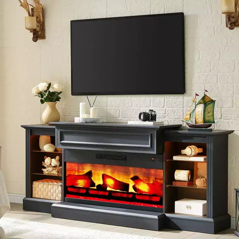 Mobile TV con camino elettrico stile rustico AMERLIFE
