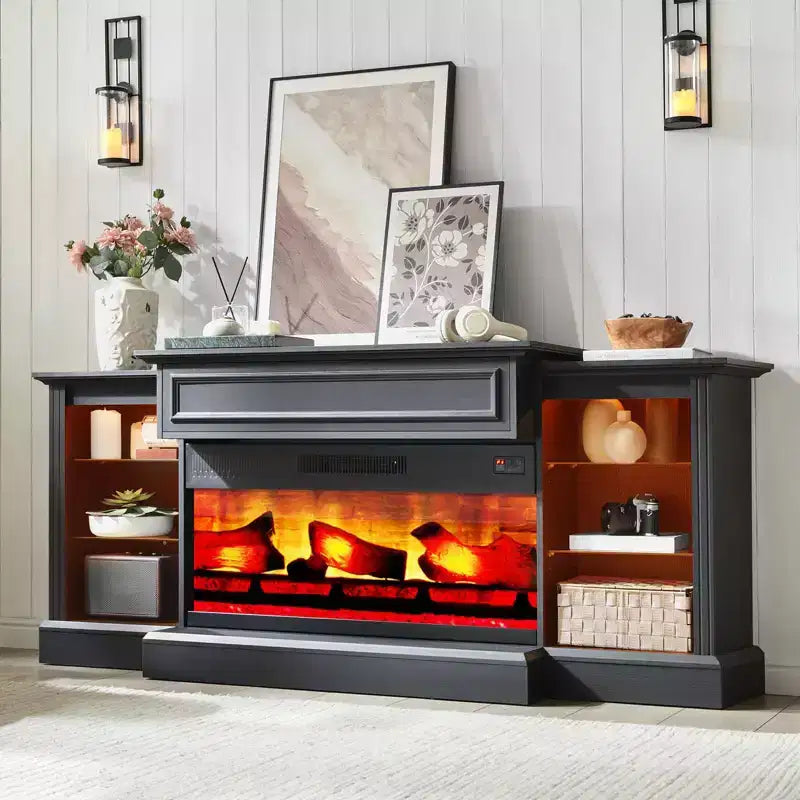 AMERLIFE Farmhouse Electric Fireplace TV Stand