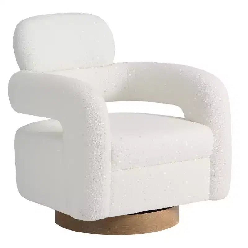 WestinTrends Alexandria Poltrona Girevole Accent con Schienale Curvo Rivestita in Finta Pelliccia di Agnello Stile Mid-Century Moderno (Set da 2)