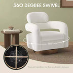 WestinTrends Alexandria Poltrona Girevole Accent con Schienale Curvo Rivestita in Finta Pelliccia di Agnello Stile Mid-Century Moderno (Set da 2)
