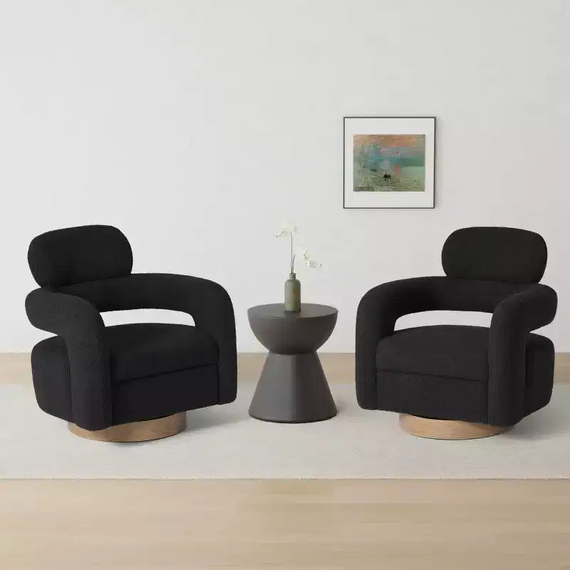WestinTrends Alexandria Poltrona Girevole Accent con Schienale Curvo Rivestita in Finta Pelliccia di Agnello Stile Mid-Century Moderno (Set da 2)