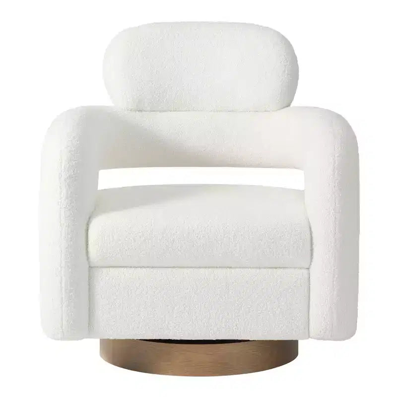 WestinTrends Alexandria Poltrona Girevole Accent con Schienale Curvo Rivestita in Finta Pelliccia di Agnello Stile Mid-Century Moderno (Set da 2)