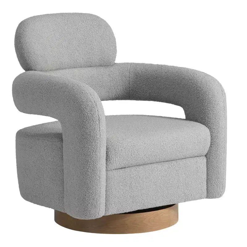 WestinTrends Alexandria Poltrona Girevole Accent con Schienale Curvo Rivestita in Finta Pelliccia di Agnello Stile Mid-Century Moderno (Set da 2)