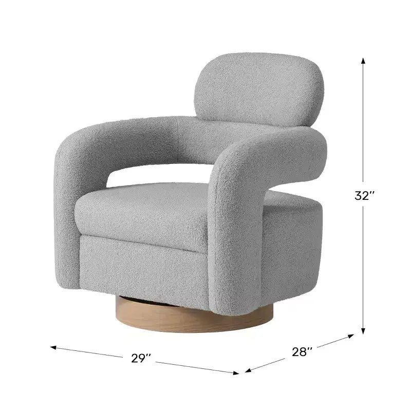 WestinTrends Alexandria Poltrona Girevole Accent con Schienale Curvo Rivestita in Finta Pelliccia di Agnello Stile Mid-Century Moderno (Set da 2)