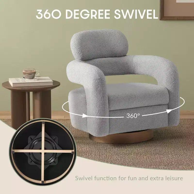 WestinTrends Alexandria Poltrona Girevole Accent con Schienale Curvo Rivestita in Finta Pelliccia di Agnello Stile Mid-Century Moderno (Set da 2)
