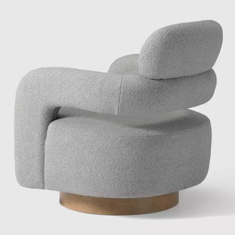 WestinTrends Alexandria Poltrona Girevole Accent con Schienale Curvo Rivestita in Finta Pelliccia di Agnello Stile Mid-Century Moderno (Set da 2)