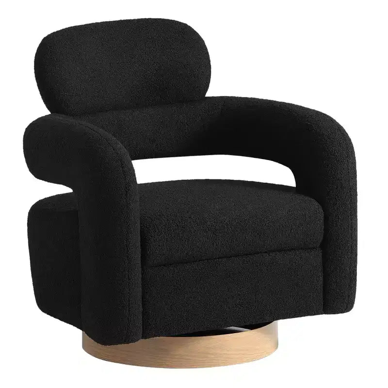 WestinTrends Alexandria Poltrona Girevole Accent con Schienale Curvo Rivestita in Finta Pelliccia di Agnello Stile Mid-Century Moderno (Set da 2)