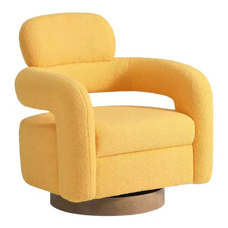 WestinTrends Alexandria Poltrona Girevole Accent con Schienale Curvo Rivestita in Finta Pelliccia di Agnello Stile Mid-Century Moderno (Set da 2)