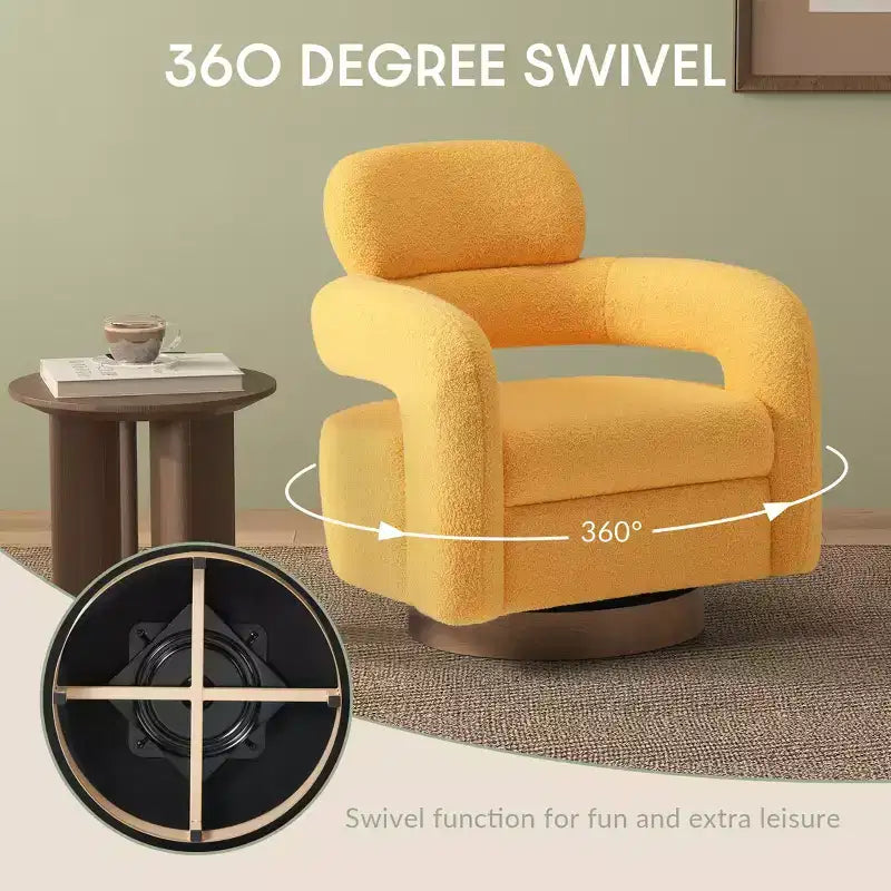WestinTrends Alexandria Poltrona Girevole Accent con Schienale Curvo Rivestita in Finta Pelliccia di Agnello Stile Mid-Century Moderno (Set da 2)