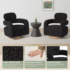 WestinTrends Alexandria Poltrona Girevole Accent con Schienale Curvo Rivestita in Finta Pelliccia di Agnello Stile Mid-Century Moderno (Set da 2)