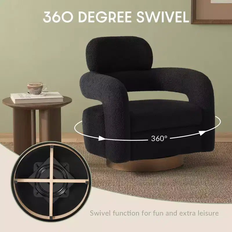 WestinTrends Alexandria Poltrona Girevole Accent con Schienale Curvo Rivestita in Finta Pelliccia di Agnello Stile Mid-Century Moderno (Set da 2)