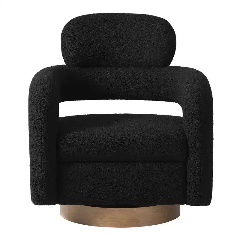 WestinTrends Alexandria Poltrona Girevole Accent con Schienale Curvo Rivestita in Finta Pelliccia di Agnello Stile Mid-Century Moderno (Set da 2)