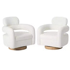 WestinTrends Alexandria Poltrona Girevole Accent con Schienale Curvo Rivestita in Finta Pelliccia di Agnello Stile Mid-Century Moderno (Set da 2)