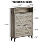 Scarpiera Indipendente a 2 Cassetti a Ribalta, Scarpiera con Ante Frontali e Ripiano Regolabile, Gambe in Metallo per Ingresso 31,5 P x 9,45 L x 44,49 A