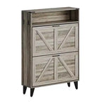 Freestanding Shoe Cabinet 2 Flip Drawers Front Door Shoe Rack with Adjustable Shelf Metal Legs for Entryway 31.5 D x 9.45 W x 44.49 H