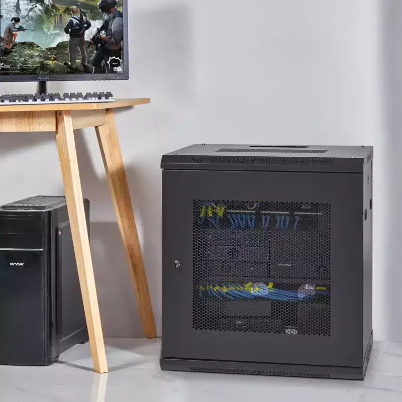 Armadio rack server VEVOR 12U per montaggio a parete, profondità 15,5'', box rack di rete, supporta fino a 90 kg, sistema di bloccaggio sicuro, ideale per hardware IT