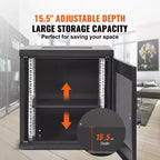 Armadio rack server VEVOR 12U per montaggio a parete, profondità 15,5'', box rack di rete, supporta fino a 90 kg, sistema di bloccaggio sicuro, ideale per hardware IT