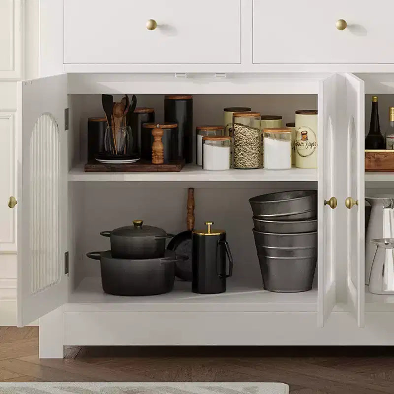 Credenza da fattoria da 55 pollici, grande mobile stretto in legno per sala da pranzo, soggiorno, angolo caffè con cassetti e 4 ante