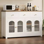 Credenza da fattoria da 55 pollici, grande mobile stretto in legno per sala da pranzo, soggiorno, angolo caffè con cassetti e 4 ante