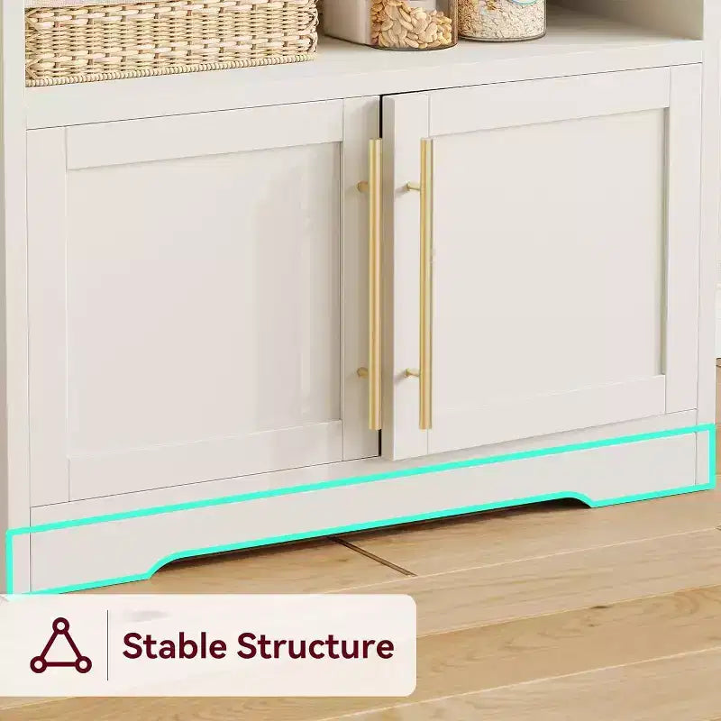 Scaffale da Panettiere con Contenitore - Supporto per Microonde con Prese di Corrente, con Piano Spesso, Scaffale da Panettiere Rustico per Cucina, Sala da Pranzo