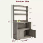 Scaffale da Panettiere con Contenitore - Supporto per Microonde con Prese di Corrente, con Piano Spesso, Scaffale da Panettiere Rustico per Cucina, Sala da Pranzo