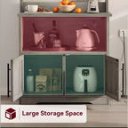 Scaffale da Panettiere con Contenitore - Supporto per Microonde con Prese di Corrente, con Piano Spesso, Scaffale da Panettiere Rustico per Cucina, Sala da Pranzo