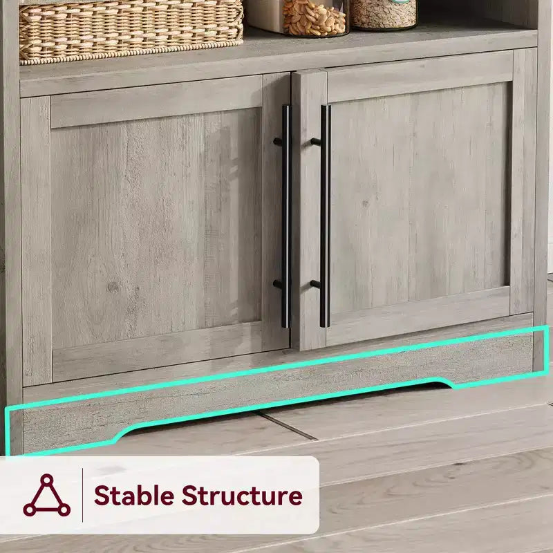 Scaffale da Panettiere con Contenitore - Supporto per Microonde con Prese di Corrente, con Piano Spesso, Scaffale da Panettiere Rustico per Cucina, Sala da Pranzo