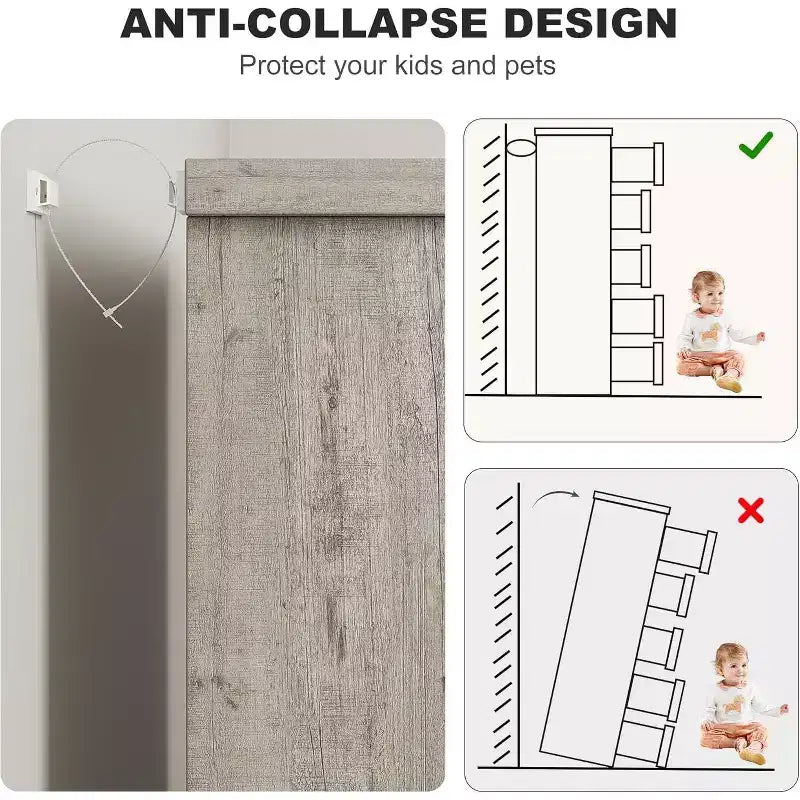 Comò a 5 cassetti in legno per camera da letto, cassettiera moderna grigia con maniglie a incasso, organizer per soggiorno, cameretta, corridoio o ingresso