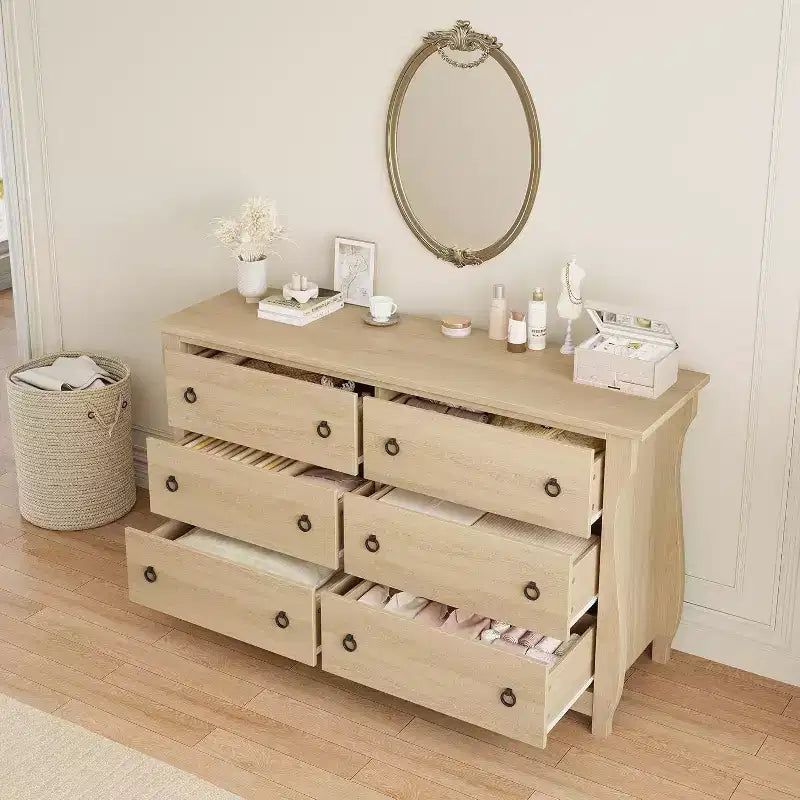 Cassettiera moderna - Design elegante in stile bohémien con rattan intrecciato, gambe curve e spazio versatile per camera da letto, soggiorno o corridoio