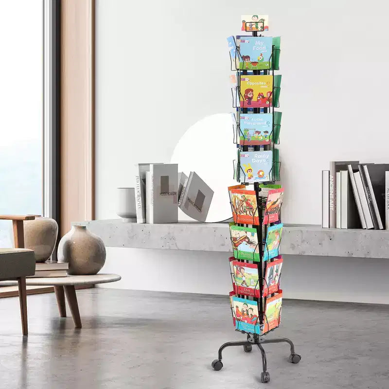 Espositore VEVOR per Biglietti di Auguri, Porta Cartoline e Brochure Girevole a 32 Scomparti, Espositore Girevole a 360 Gradi con Portainsegne