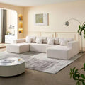 U-Shaped Corduroy Sectional Sofa, Reversible Chaise & Plush Cushions, 122-Inch Modern Design