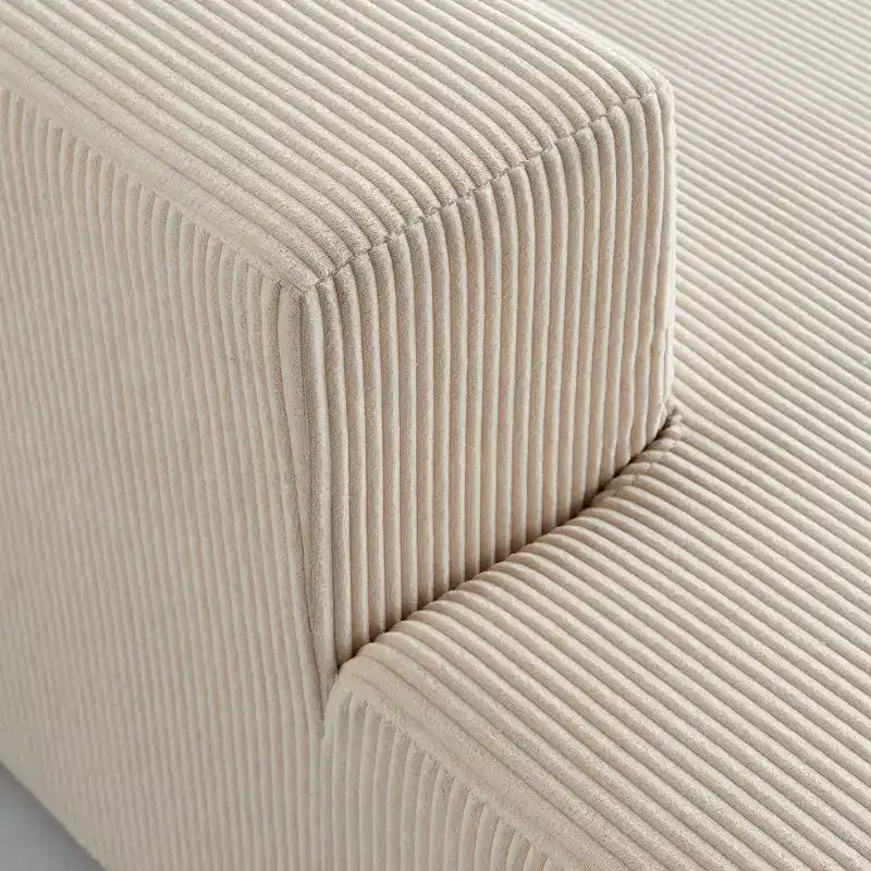 Divano componibile a U in velluto a coste, chaise longue reversibile e cuscini imbottiti, design moderno da 122 pollici