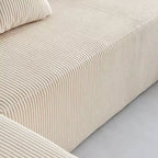 Divano componibile a U in velluto a coste, chaise longue reversibile e cuscini imbottiti, design moderno da 122 pollici