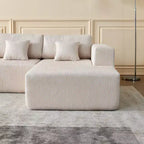Divano componibile a U in velluto a coste, chaise longue reversibile e cuscini imbottiti, design moderno da 122 pollici