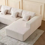 Divano componibile a U in velluto a coste, chaise longue reversibile e cuscini imbottiti, design moderno da 122 pollici